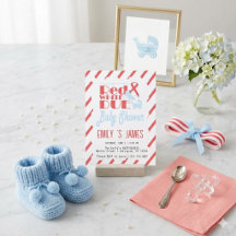 Rode gestreepte Coquette Baby Shower