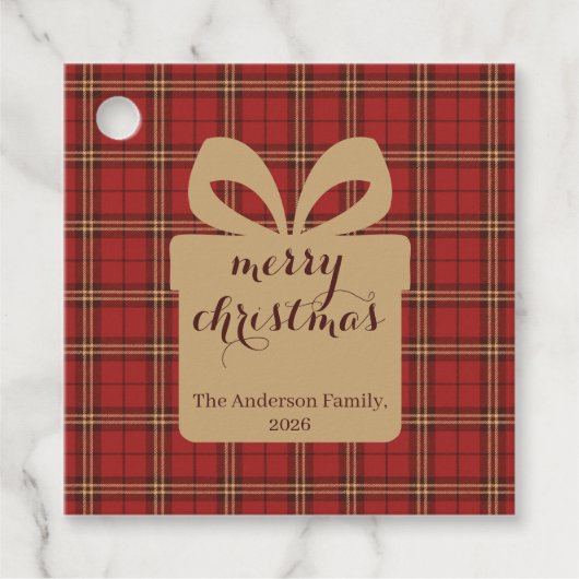 Rode Gestreepte Kerst Feestelijke Patroon - Bedankjes Labels (Voorkant)