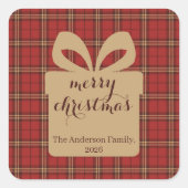 Rode Gestreepte Kerst Feestelijke Patroon - Vierkante Sticker (Voorkant)