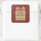 Rode Gestreepte Kerst Festieve Patroon - Vierkante Sticker (Tas)