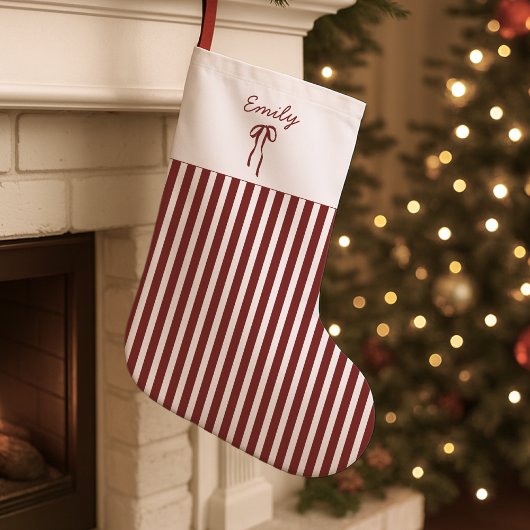 Rode Gestreepte Kerst Kous Met Boog Kleine Kerstsok
