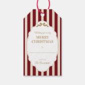 Rode gestreepte kerstcadeaukaartjes cadeaulabel (Voorkant)