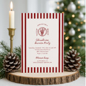 Rode, gestreepte kerstdiner uitnodiging