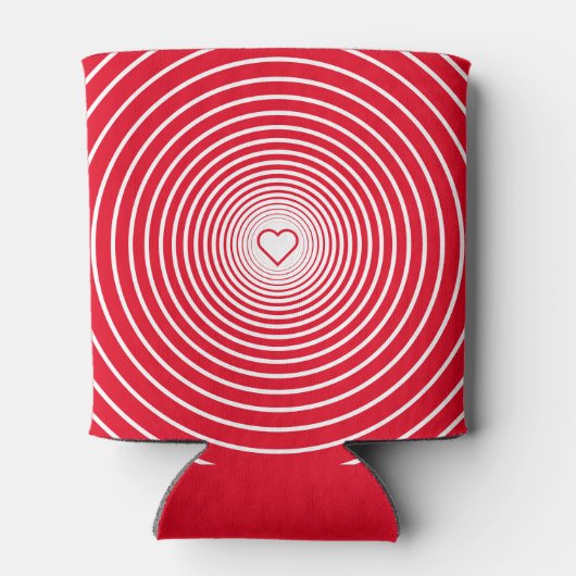 Rode gestreepte Koelbox met hart of kies kleuren Blikjeskoeler (Achterkant)