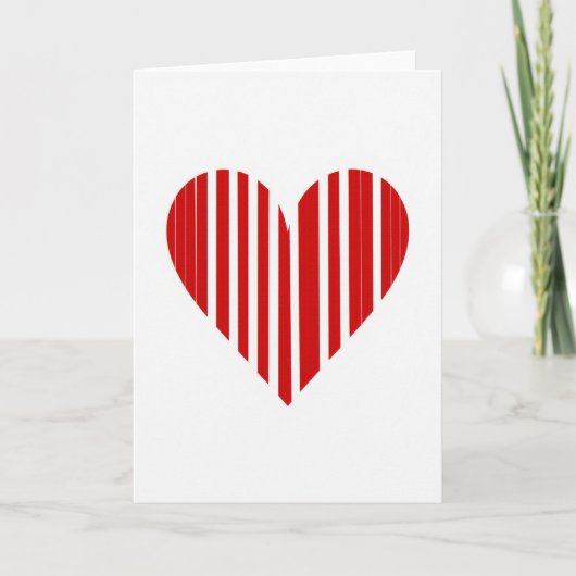 Rode gestreepte liefdeshart kaart (Voorkant)