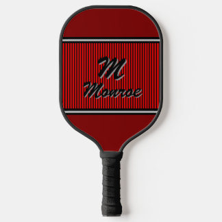 Rode gestreepte met monogram pickleball paddle