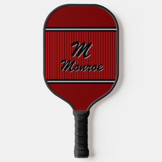 Rode gestreepte met monogram pickleball paddle (Voorkant)