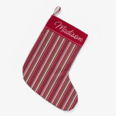Rode gestreepte patroonnaam kleine kerstsok (Voorkant (Hangend))