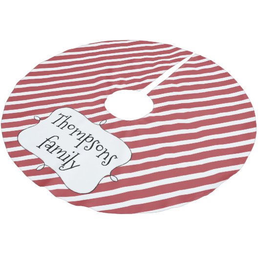 Rode Gestreepte Schattigee Kerst Gepersonaliseerd Kerstboom Rok (Gekanteld)