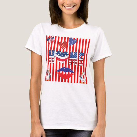 rode gestreepte t-shirt voor 4 juli (Voorkant)