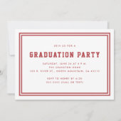 Rode gestreepte twee foto afstudeerfeest aankondiging (Achterkant)