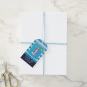 Rode Gestreepte Waterverf Vuurtoren Bruiloft Bedan Cadeaulabel (Met Touw)