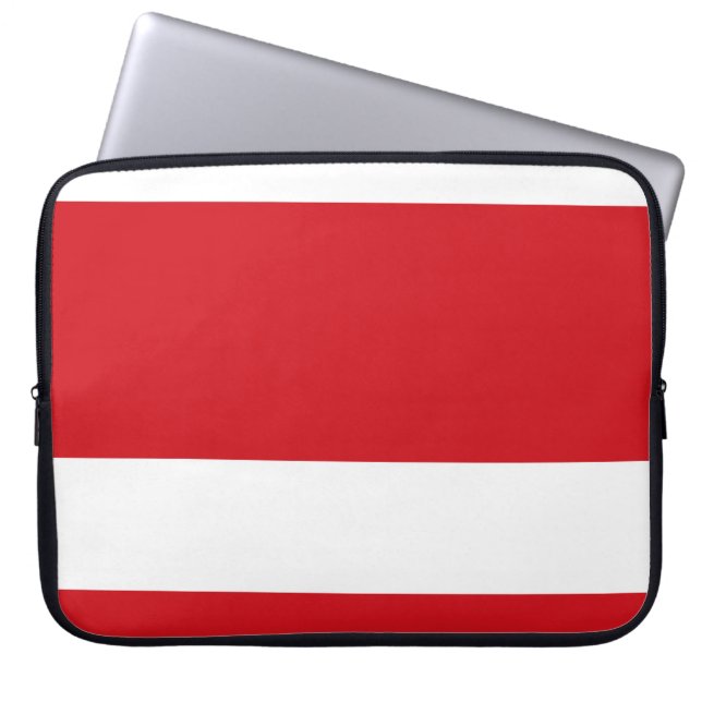 Rode gestript laptop sleeve (Voorkant)