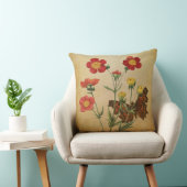 Rode Geum Bloemen & Vlinder Kussen (Stoel)
