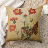 Rode Geum Bloemen & Vlinder Kussen (Deken)