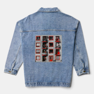 Rode gevel Zuidoost Balkon Bouwfotografie Denim Jacket