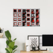 Rode gevel Zuidoost Balkon Bouwfotografie Poster (Thuiskantoor)