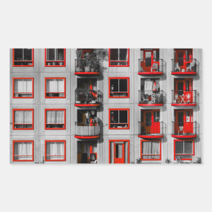 Rode gevel Zuidoost Balkon Bouwfotografie Rechthoekige Sticker