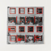 Rode gevel Zuidoost Balkon Bouwfotografie Wandkleed (Voorkant (horizontaal))