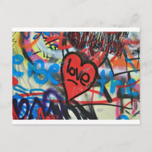 rode geverfde hartliefde graffiti briefkaart