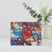 rode geverfde hartliefde graffiti briefkaart (Staand voorkant)