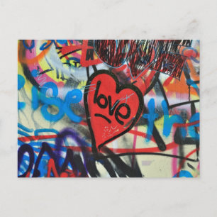 rode geverfde hartliefde graffiti briefkaart