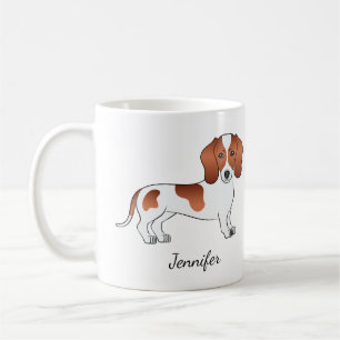Rode gevlekte gladharige Dachshund Cartoonhond & N Koffiemok
