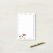 Rode gevlekte gladharige Dachshund Cartoonhond & P Post-it® Notes (Op bureau)