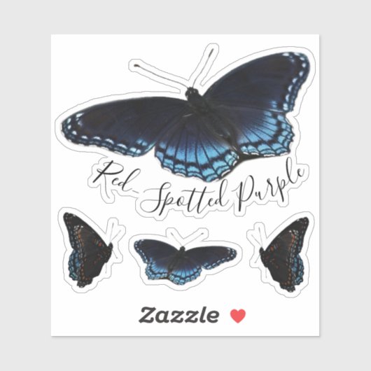 Rode gevlekte Paarse vlinderset Sticker (Vel)