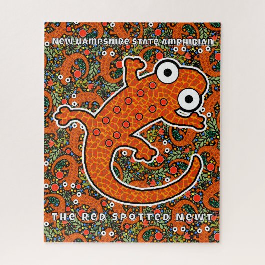 Rode gevlekte salamander op de bosbodem legpuzzel (Verticaal)