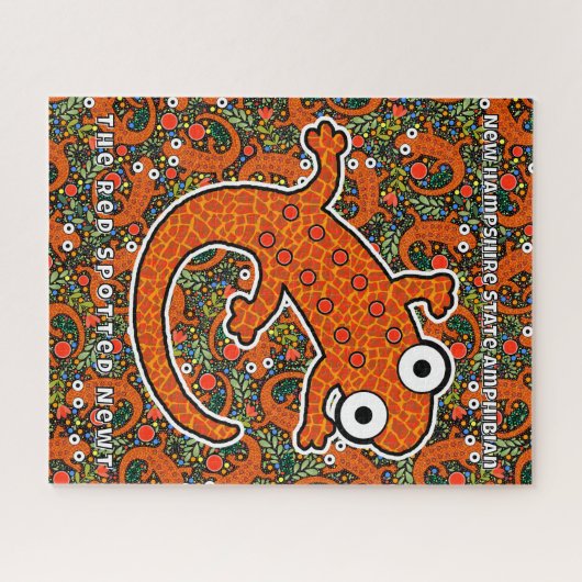 Rode gevlekte salamander op de bosbodem legpuzzel (Horizontaal)