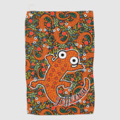 Rode gevlekte salamander op de bosbodem zwart golfhanddoek (Voorkant)