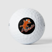 Rode gevlekte salamander op zwarte gepersonaliseer golfballen (Voorkant)