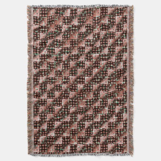 Rode gevlekte vierkantjes die een vreemde mozaïek  deken (Voorkant Verticaal)