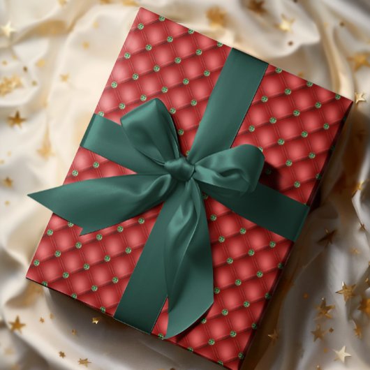 Rode Gewatteerde Uitzicht Kerst Glamour Cadeaupapier