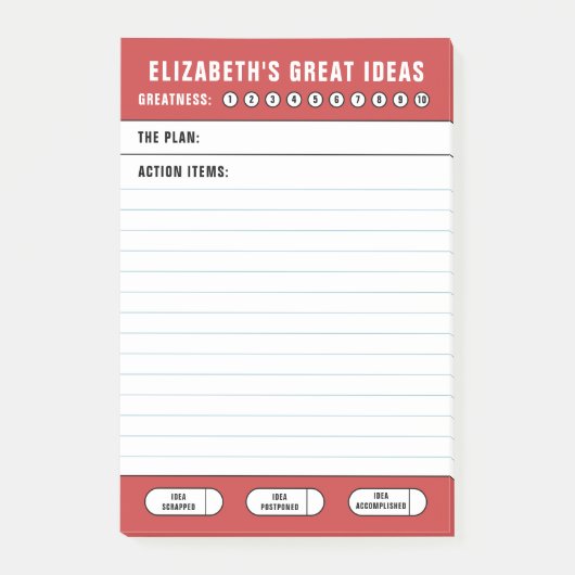 Rode geweldige ideeën takenlijst post-it® notes (Voorkant)