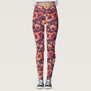 Rode Gewichtheffende Anemonen Bloem Bruidsmeisje C Leggings