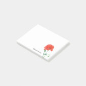 Rode gewone klaproos waterverf gepersonaliseerd post-it® notes (Schuin)