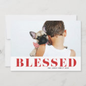 Rode Gezegende Typografie Foto Kerstmis Feestdagenkaart (Voorkant)