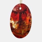 Rode Gezicht Graffiti Keramisch Ornament (Links)