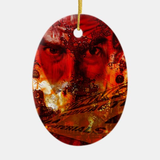 Rode Gezicht Graffiti Keramisch Ornament (Voorkant)