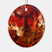 Rode Gezicht Graffiti Keramisch Ornament (Links)