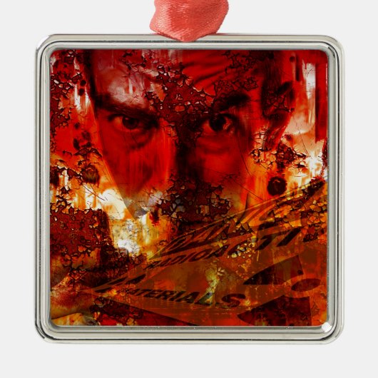 Rode Gezicht Graffiti Metalen Ornament (Voorkant)