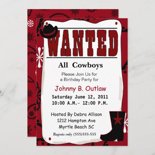 Rode Gezochte Poster - uitnodiging op zondag (Voorkant / Achterkant)