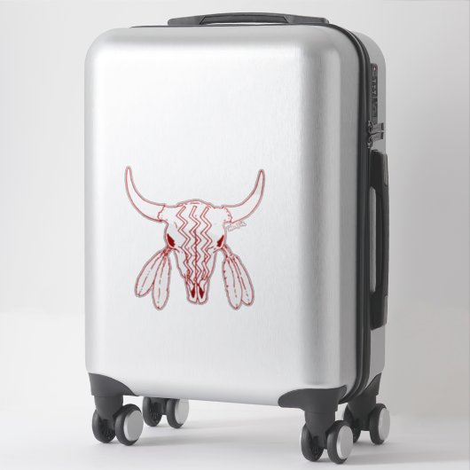 Rode Ghost Dance Buffalo rode lijn contour sticker (Koffer)
