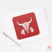 Rode Ghost Dance Buffalo vierkant grote stickers (Envelop)