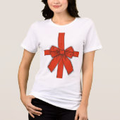 Rode Gift Bow voor de Feestdagen op Tri-Blend Shirt (Voorkant)