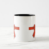 Rode Gift Bow voor de Feestdagen op Tweekleurige Koffiemok (Center)