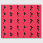 Rode Gift Wrapping Papier Saxofoon Speler Meisje (Vlak)