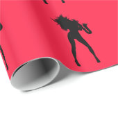 Rode Gift Wrapping Papier Saxofoon Speler Meisje (Rol Hoek)